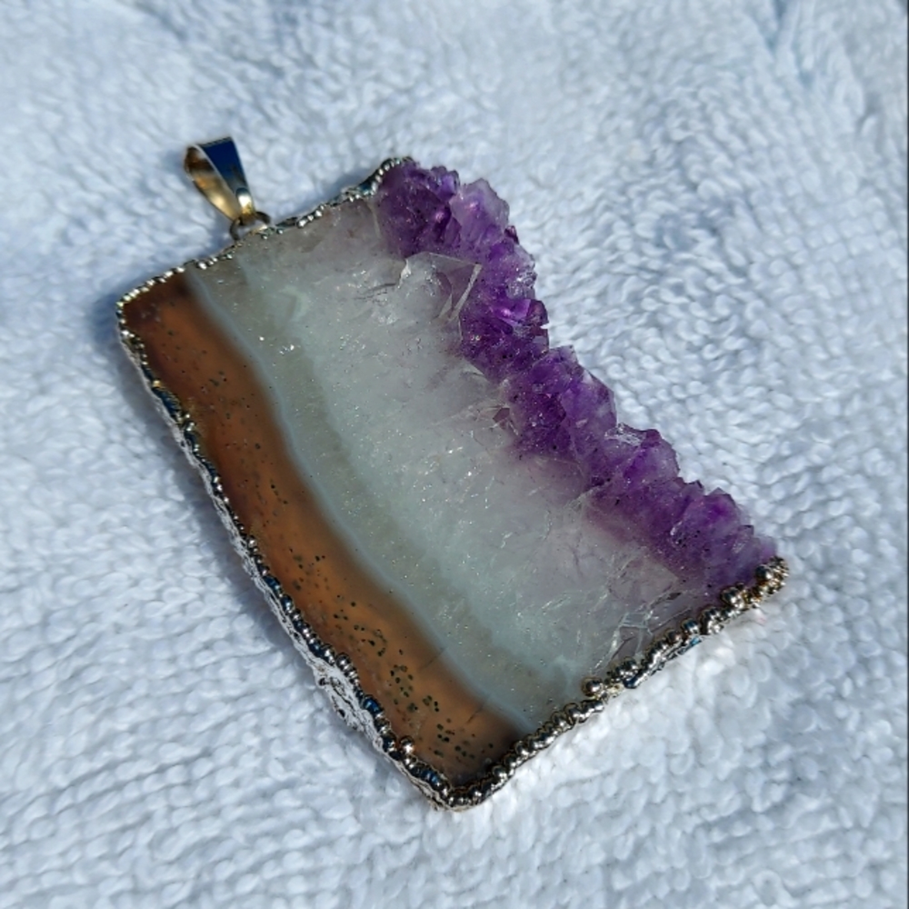 Large Amethyst slice pendant